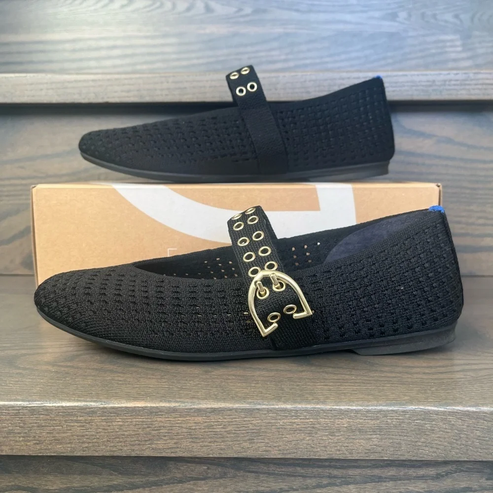 Rothy's Max Buckle Mary Jane flat in Black Mesh Size 7 - Like New! - Picture 4 of 14